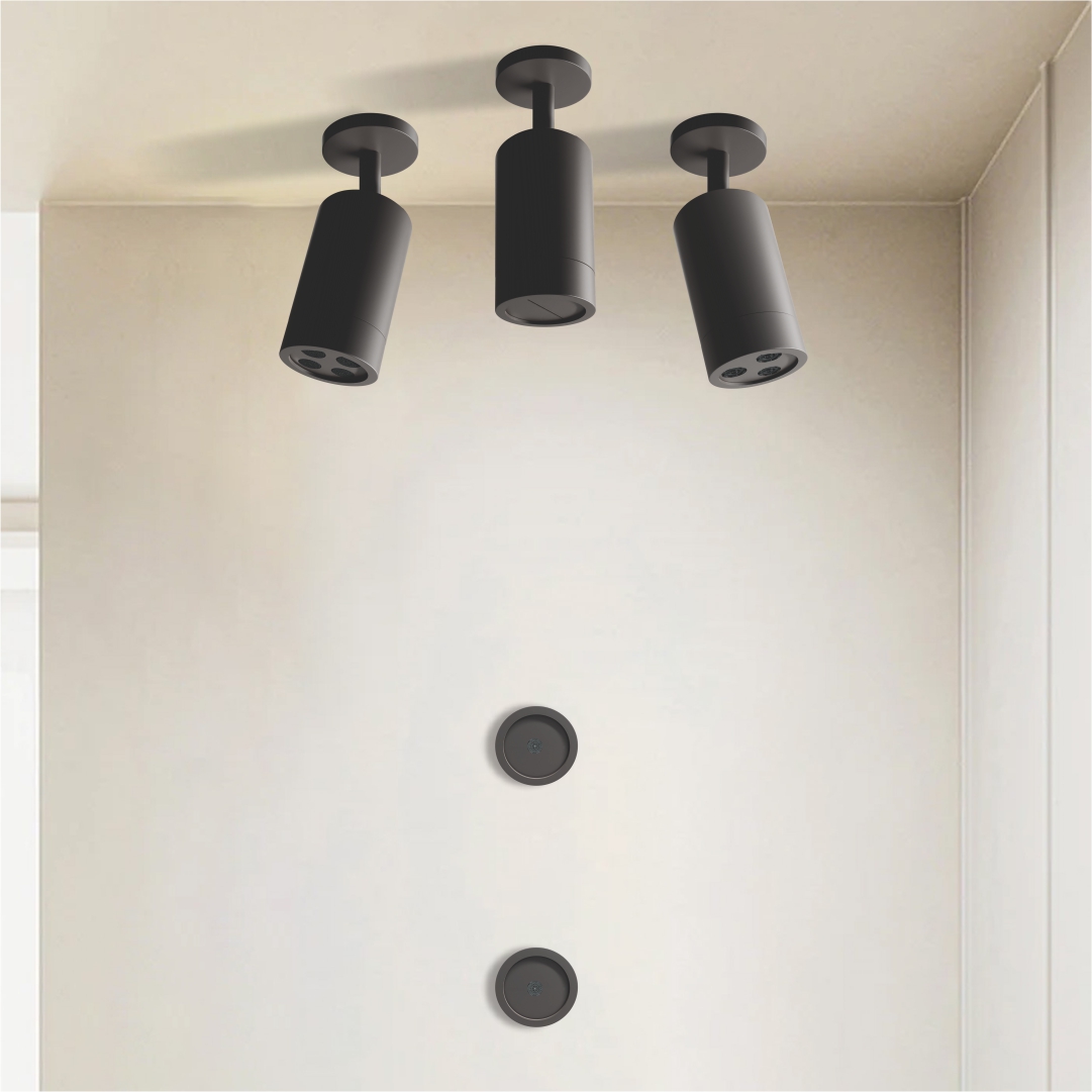 Luxury ceiling shower system with rain and cascade water flow